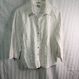 Edward Top 100% Linen Cream Color Size XL embroidery throughout the Top